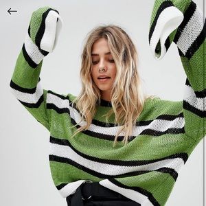 The Ragged Priest loose knit sweater in stripe